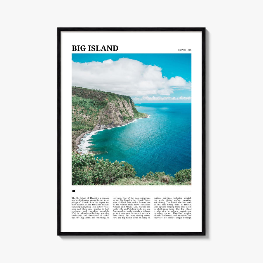 Big Island colorful travel poster of Hawaii, USA – vertical wall art, unframed print shown in interior mockup
