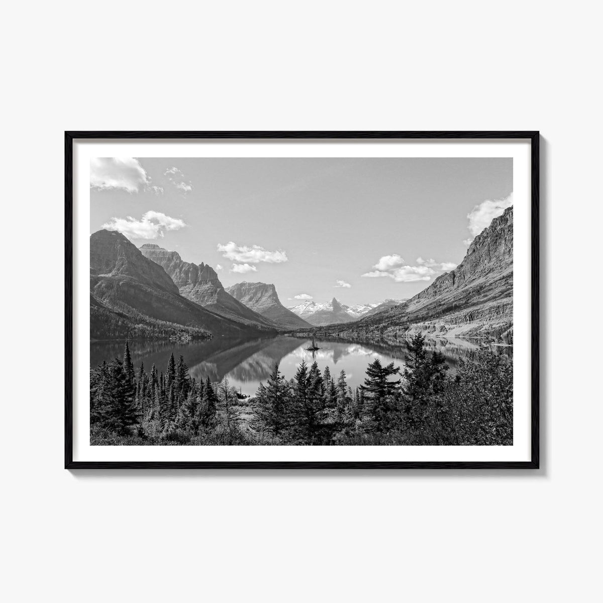 Big Sky black & white photo poster of Montana, USA – horizontal wall art, unframed print shown in interior mockup