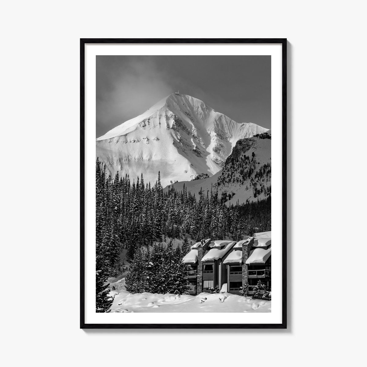 Big Sky no. 1 black & white photo poster of Montana, USA – vertical wall art, unframed print shown in interior mockup