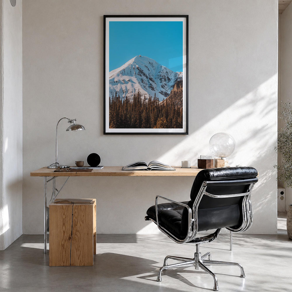 Big Sky no. 1 colorful photo poster of Montana, USA – vertical wall art in black wood frame with white border, hanging on wal