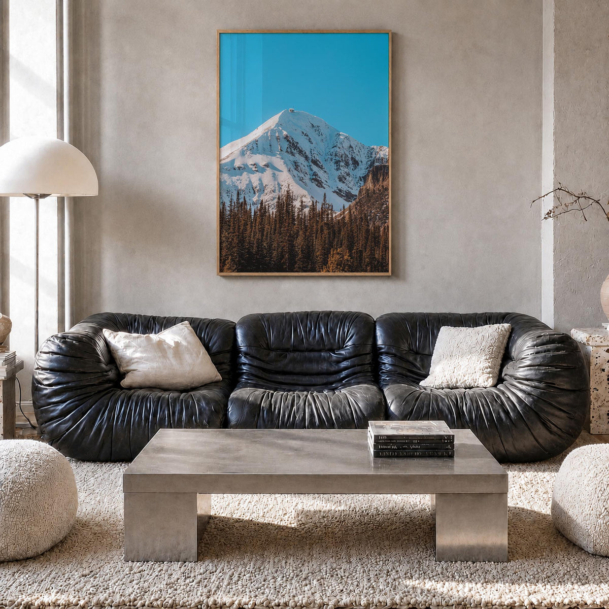 Big Sky no. 1 colorful photo poster of Montana, USA – vertical wall art in natural wood frame, hanging on wall