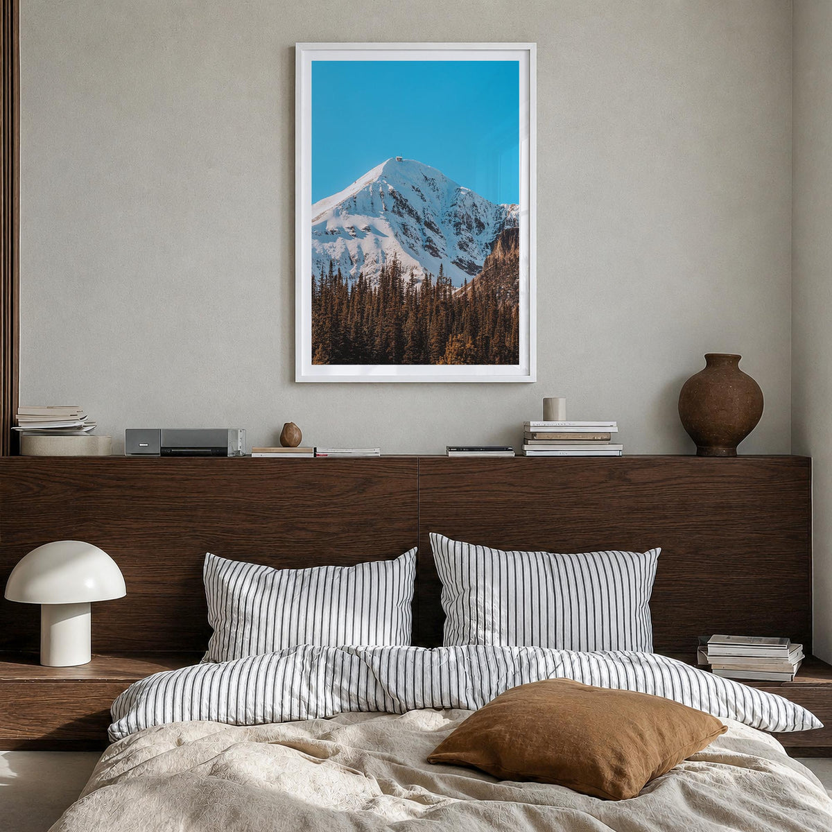 Big Sky no. 1 colorful photo poster of Montana, USA – vertical wall art in white wood frame with white border, hanging on wal