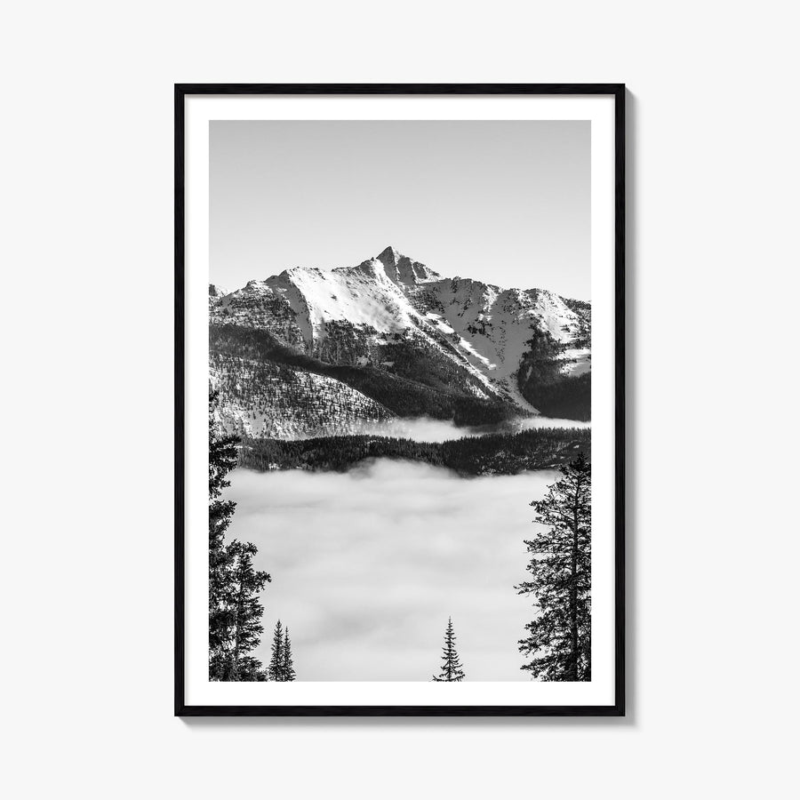Big Sky no. 2 black & white photo poster of Montana, USA – vertical wall art, unframed print shown in interior mockup