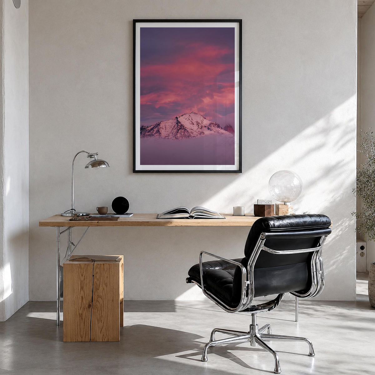 Big Sky no. 2 colorful photo poster of Montana, USA – vertical wall art in black wood frame with white border, hanging on wal