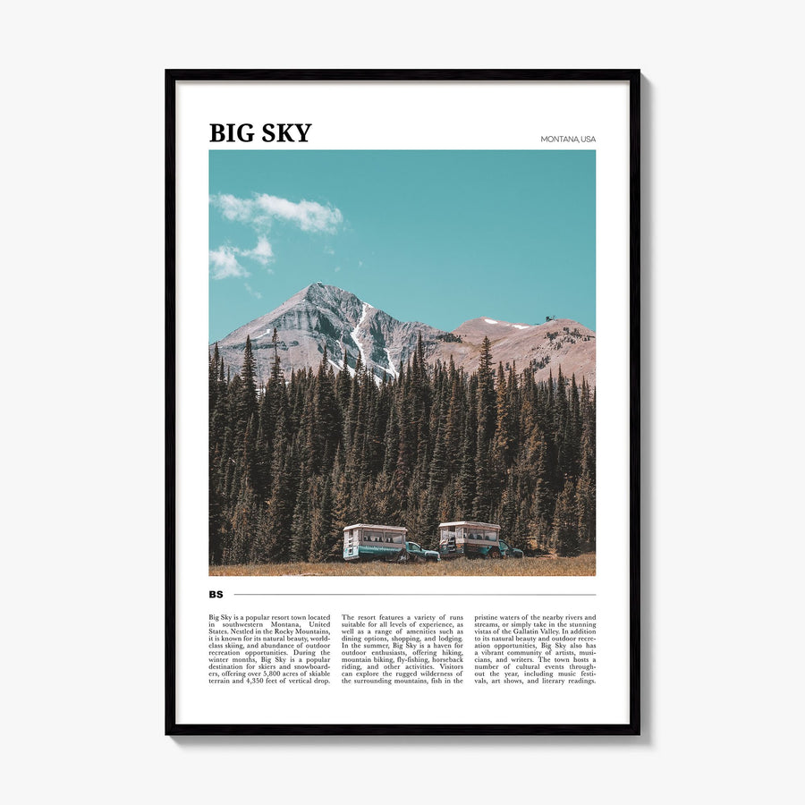 Big Sky Travel Poster, framed poster mockup