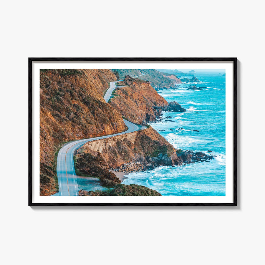 Big Sur colorful photo poster of California, USA – horizontal wall art, unframed print shown in interior mockup