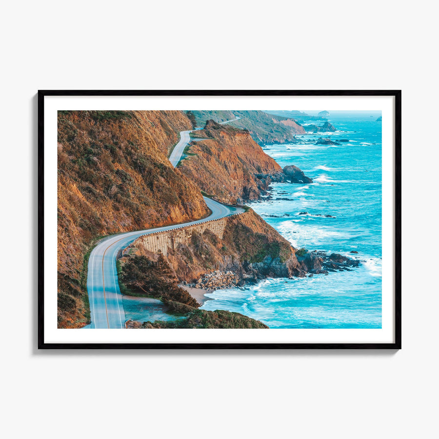 Big Sur Photo Poster, framed poster mockup, white border