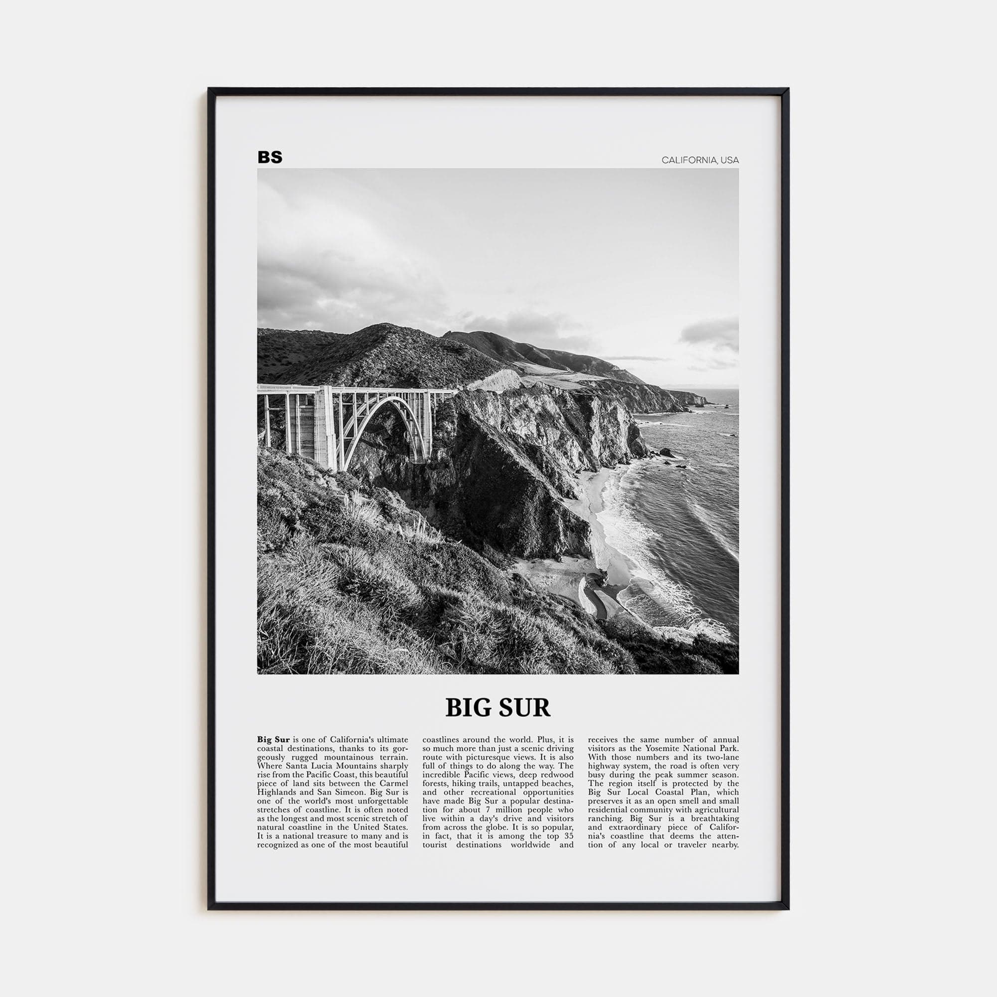 Big Sur No 1 Poster None / 8x12 in Nbourhood Travel B&W Poster