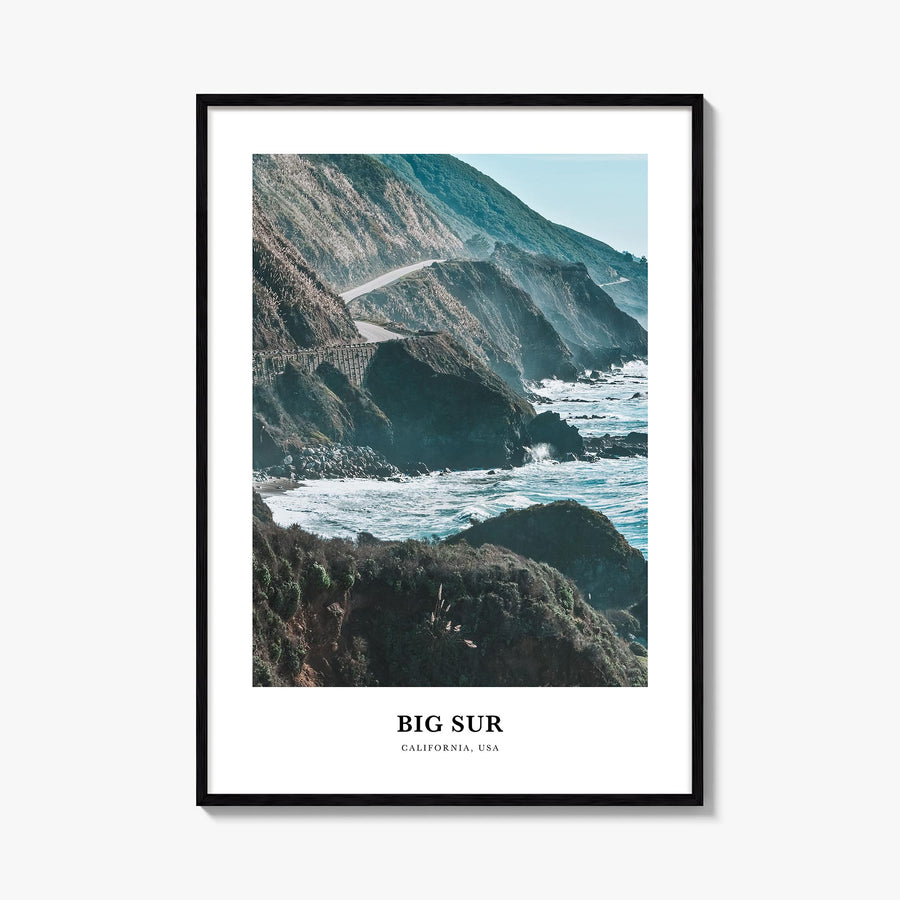 Big Sur no. 2 colorful classic poster of California, USA – vertical wall art, unframed print shown in interior mockup