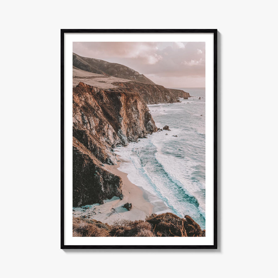 Big Sur no. 2 colorful photo poster of California, USA – vertical wall art, unframed print shown in interior mockup