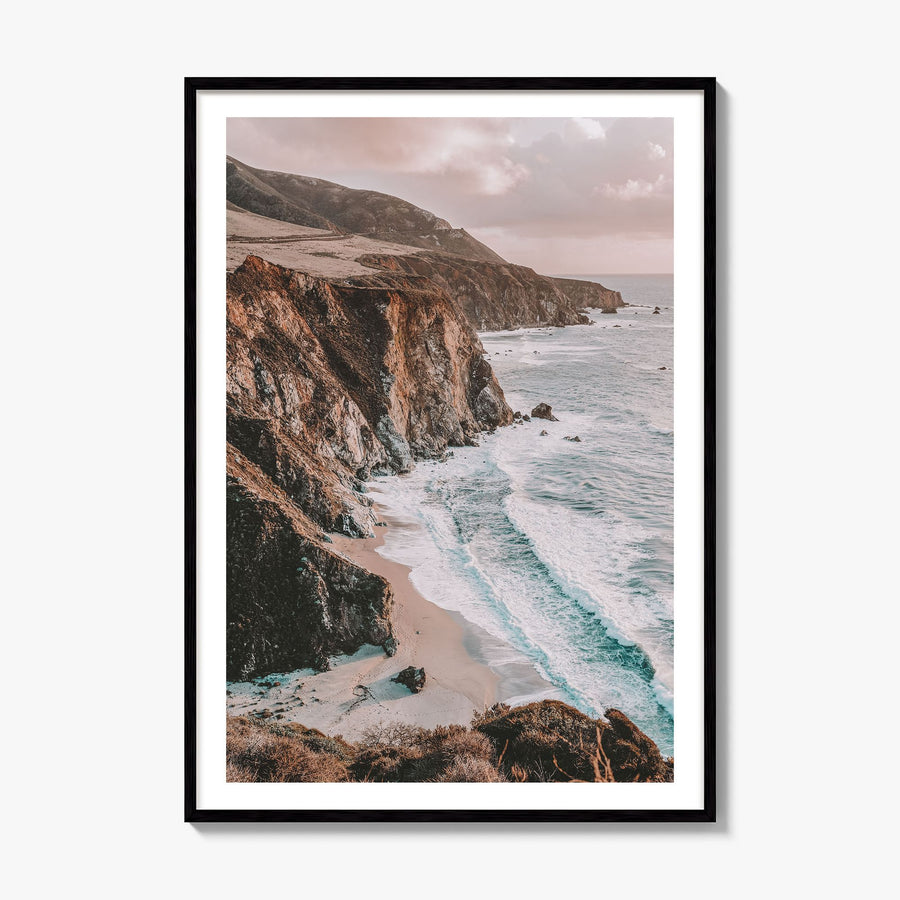 Big Sur Photo No 2 Poster, framed poster mockup, white border