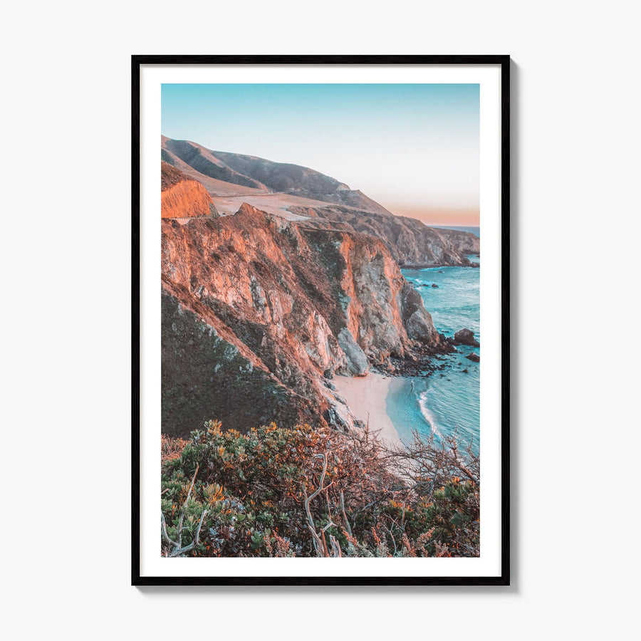 Big Sur Photo No 4 Poster, framed poster mockup, white border