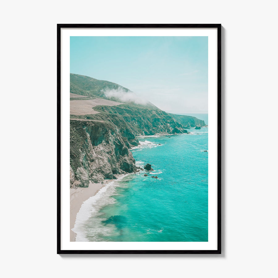 Big Sur Photo No 5 Poster, framed poster mockup, white border