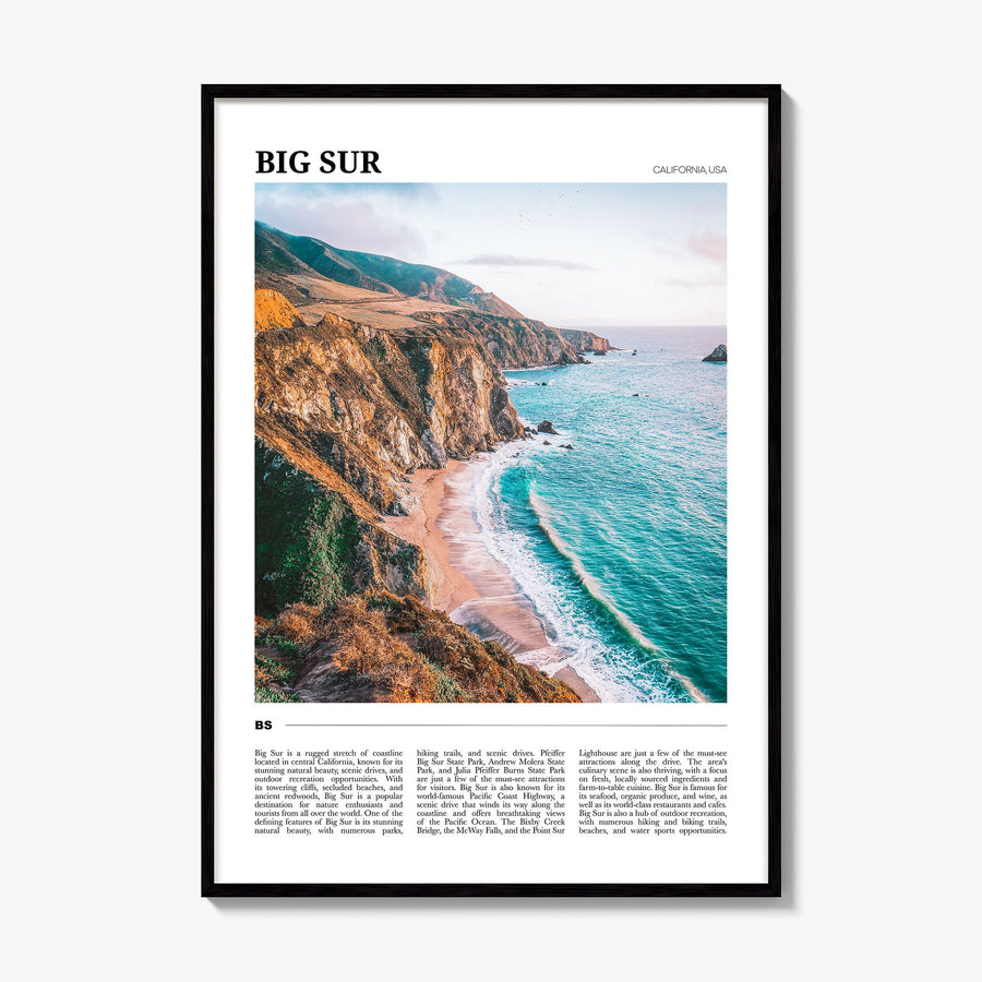 Big Sur Travel No 1 Poster, framed poster mockup