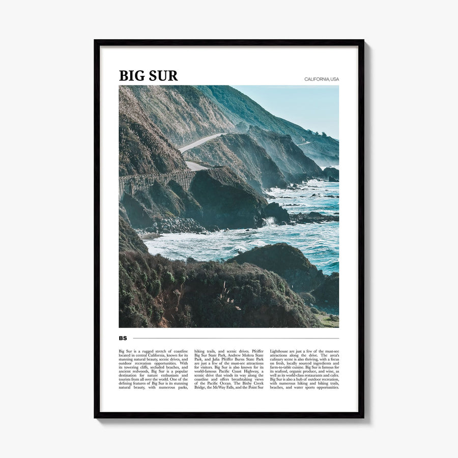 Big Sur Travel No 2 Poster, framed poster mockup