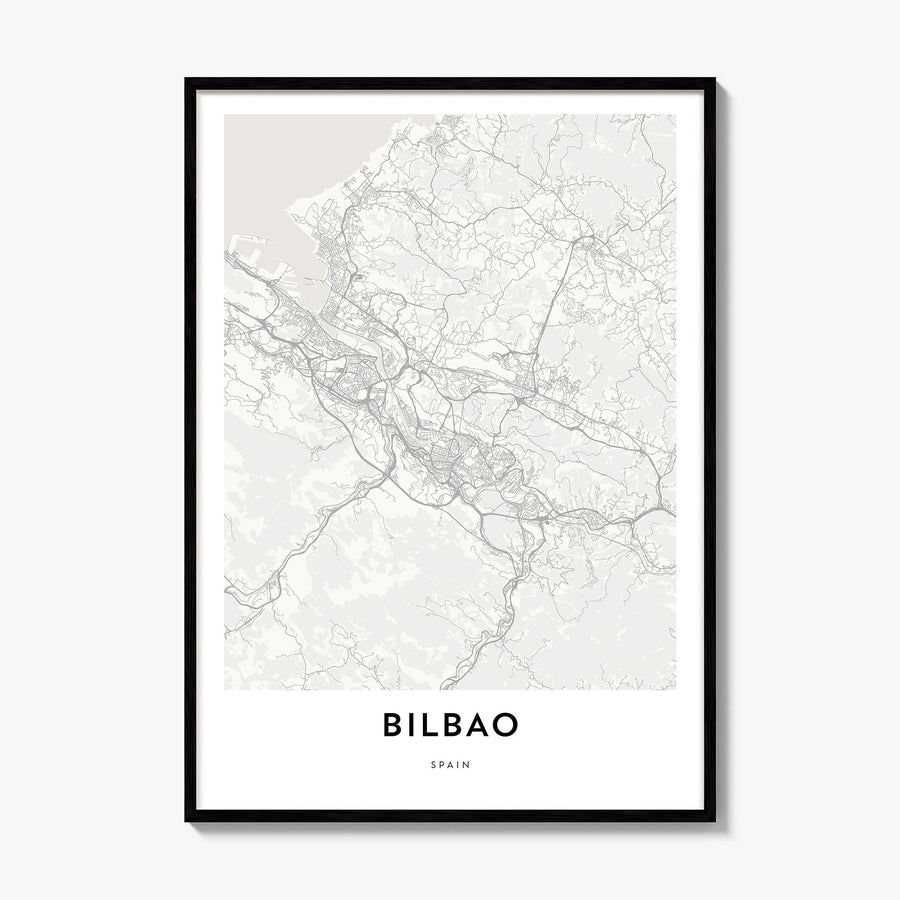 Bilbao Map Poster, framed poster mockup
