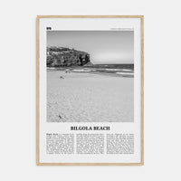 Bilgola Beach Poster Natural Wood / 8x12 in Nbourhood Travel B&W Poster