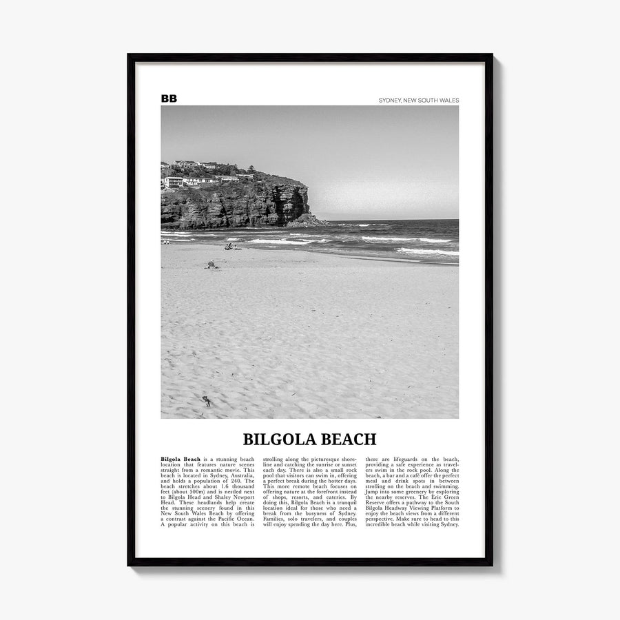 Bilgola Beach Newspaper Poster, framed poster mockup
