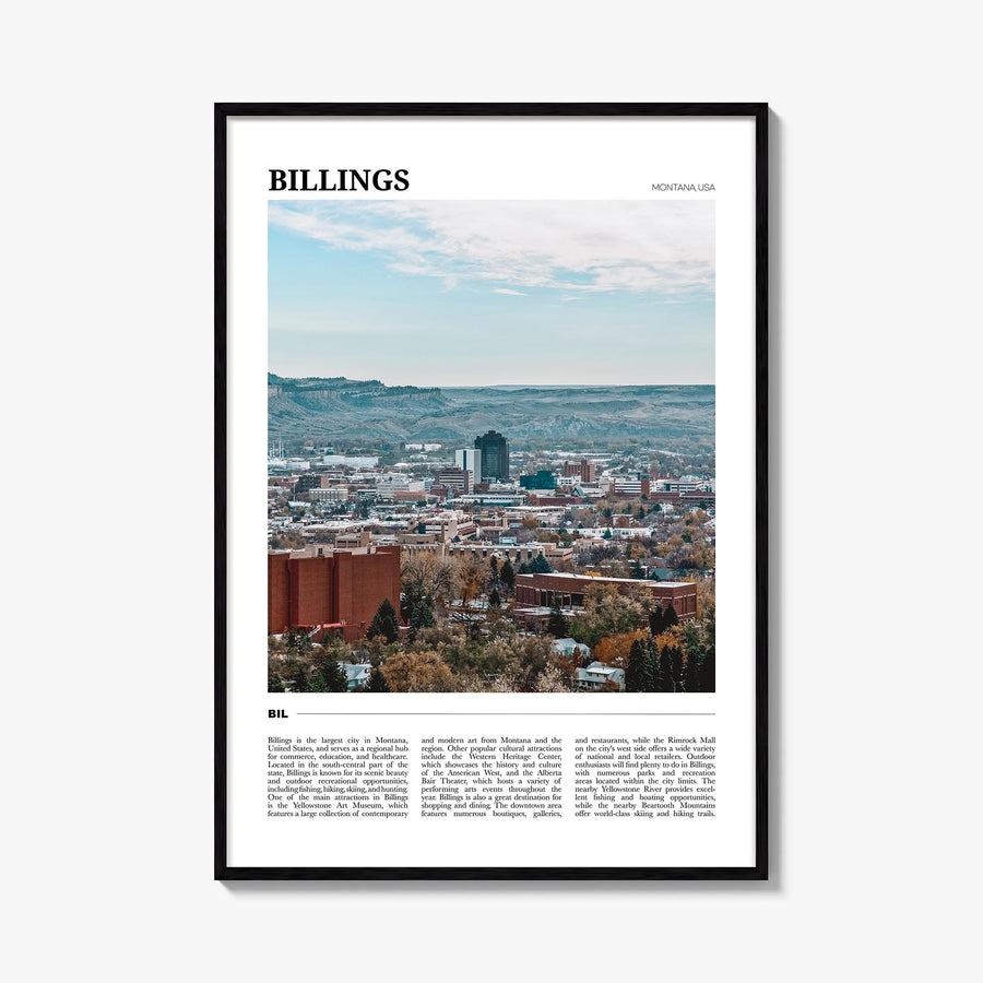 Billings colorful travel poster of Montana, USA – vertical wall art, unframed print shown in interior mockup