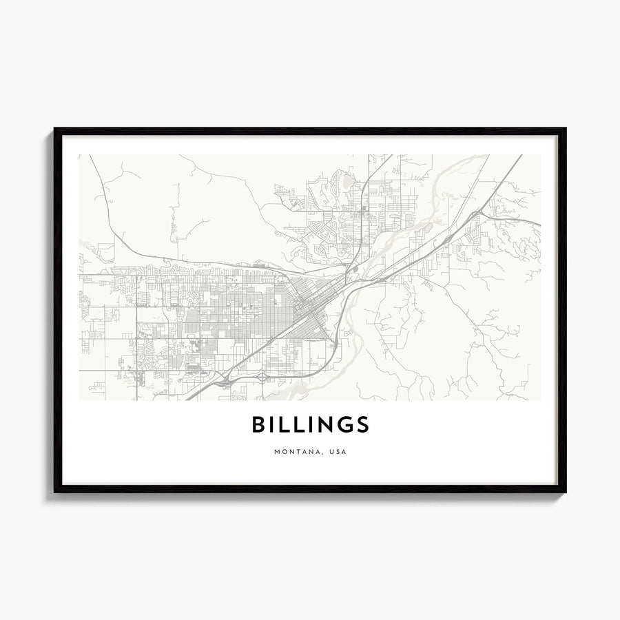 Billings Map Poster, framed poster mockup