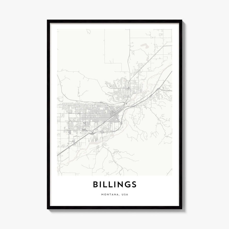 Billings Map Poster, framed poster mockup