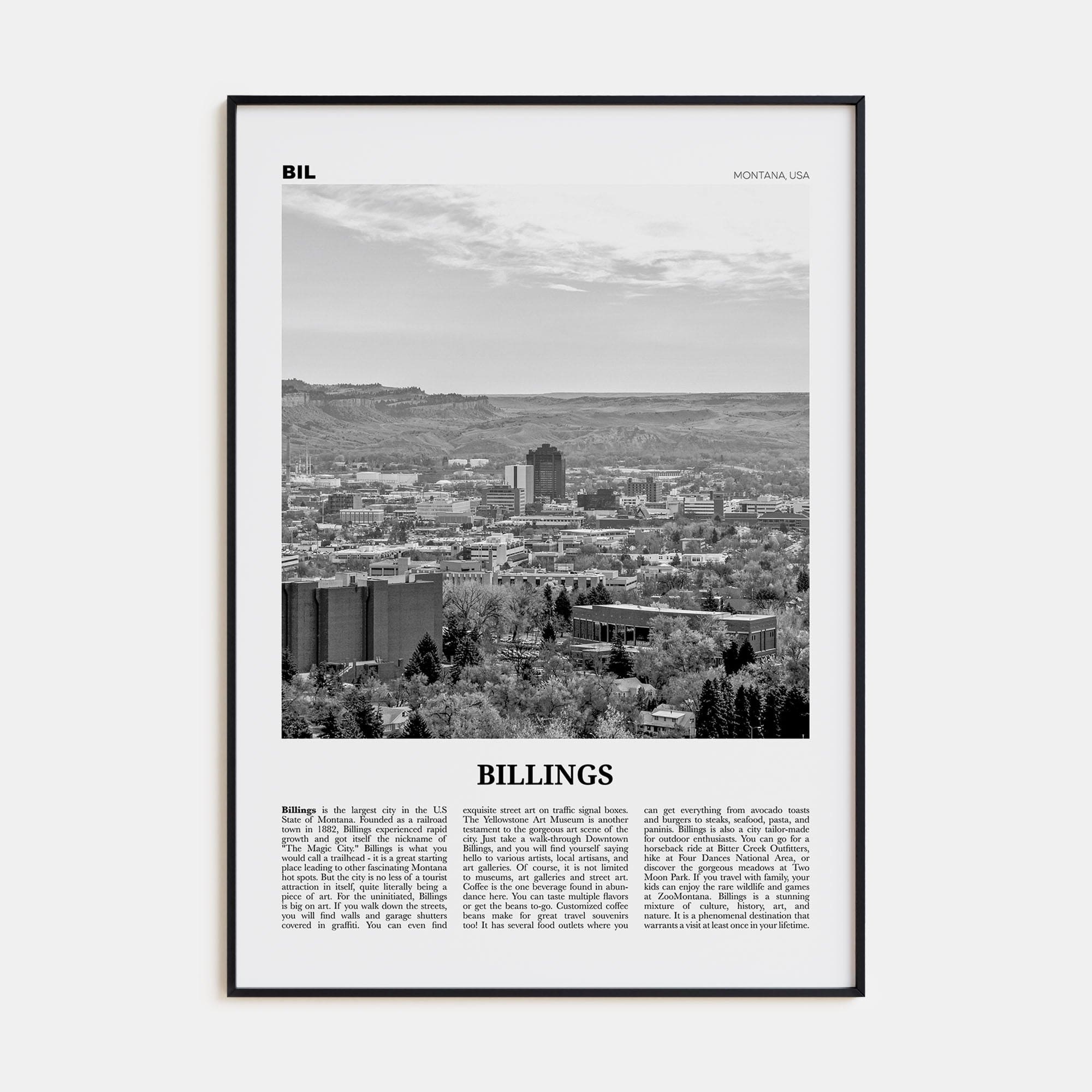 Billings Poster None / 8x12 in Nbourhood Travel B&W Poster