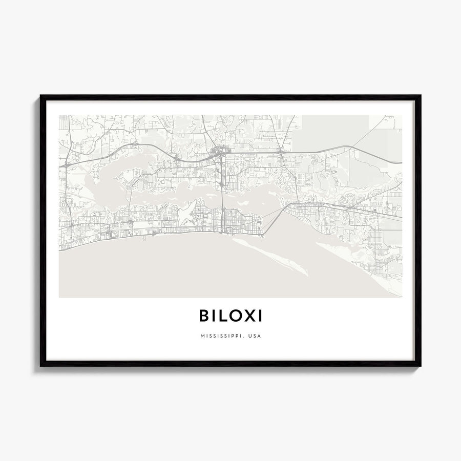 Biloxi Map Poster, framed poster mockup