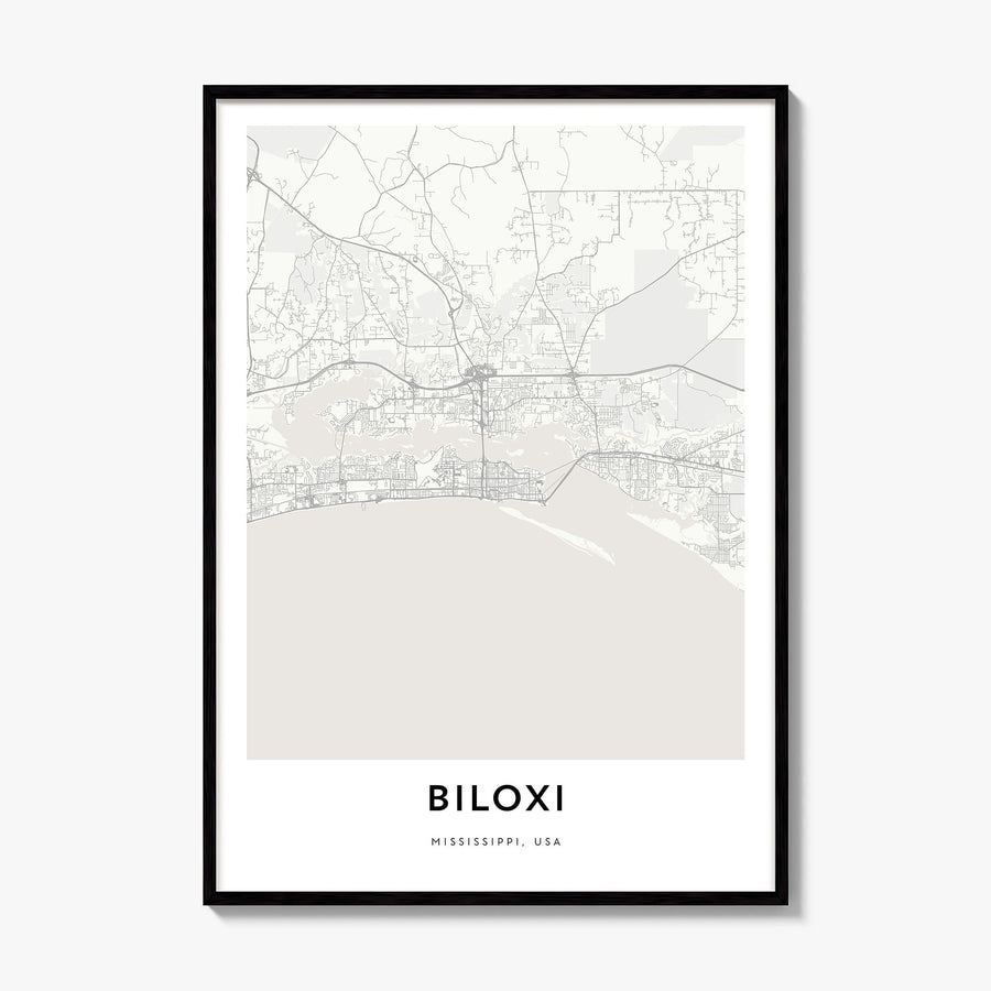 Biloxi Map Poster, framed poster mockup