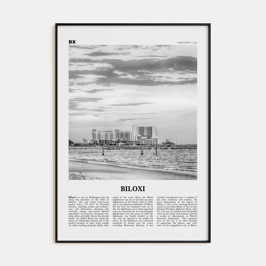 Biloxi Poster None / 8x12 in Nbourhood Travel B&W Poster