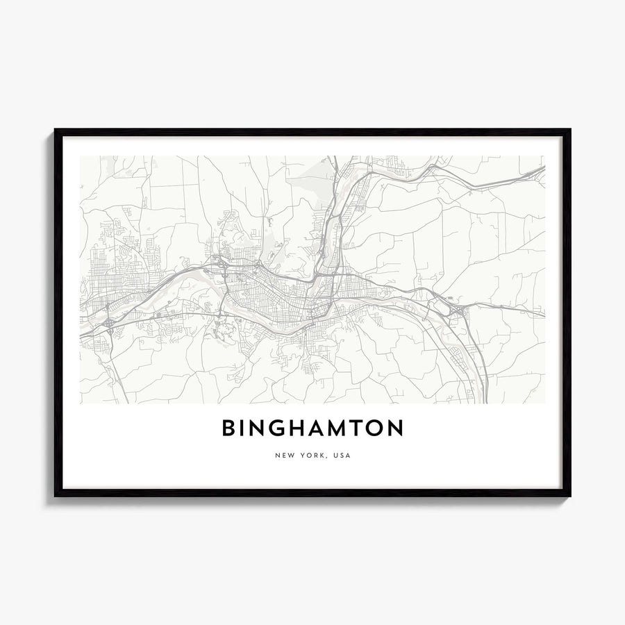 Binghamton Map Poster, framed poster mockup