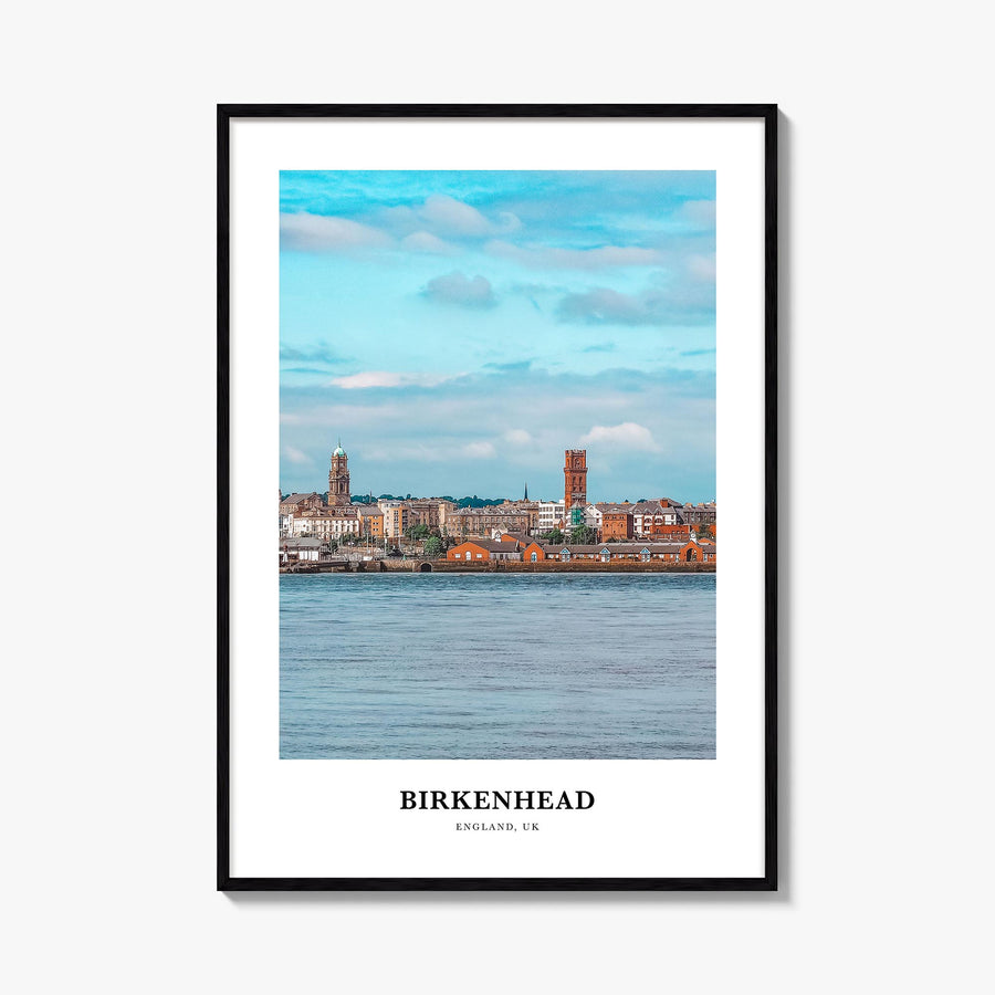Birkenhead colorful classic poster of United Kingdom – vertical wall art, unframed print shown in interior mockup