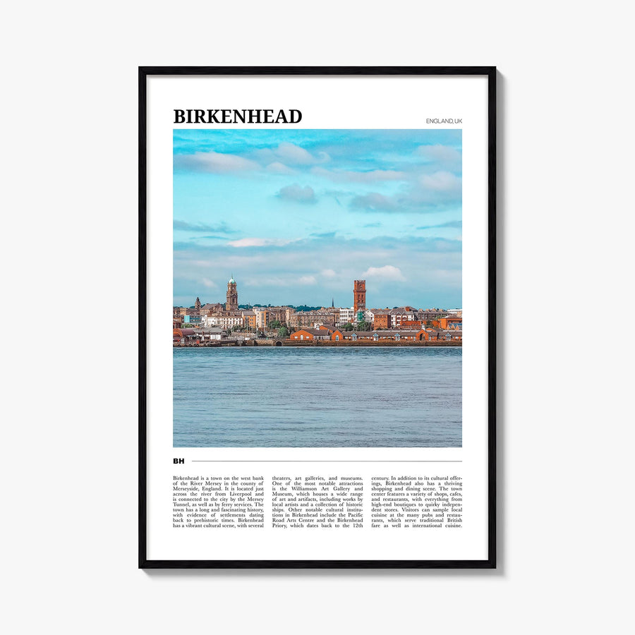 Birkenhead colorful travel poster of United Kingdom – vertical wall art, unframed print shown in interior mockup