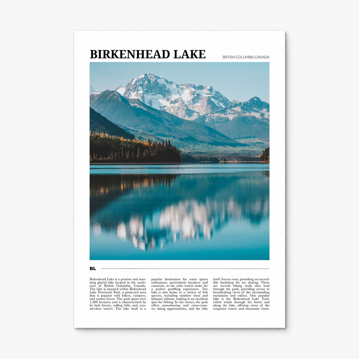Birkenhead Lake Travel Poster, print only (unframed)