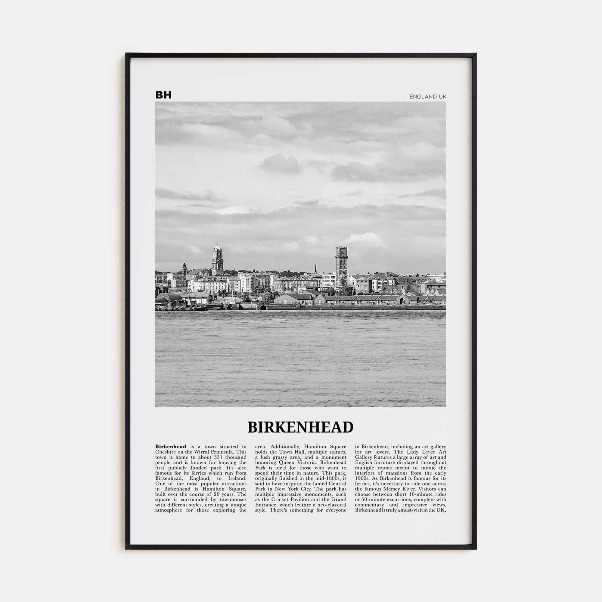 Birkenhead Poster None / 8x12 in Nbourhood Travel B&W Poster