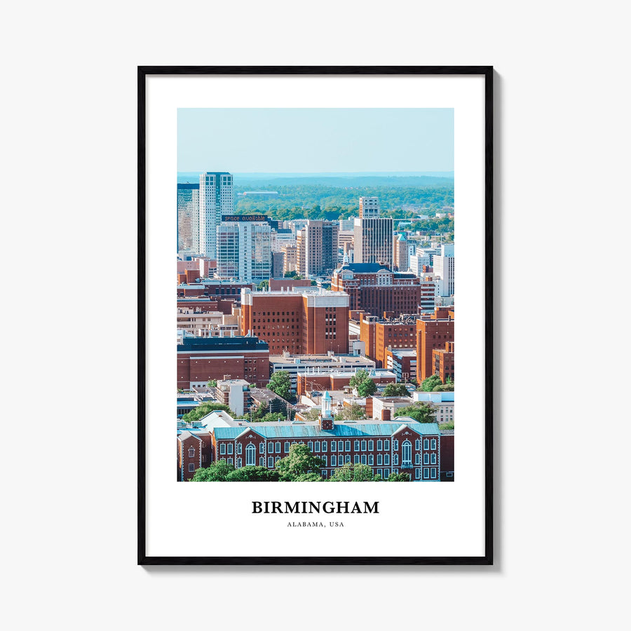 Birmingham, Alabama colorful classic poster of Alabama, USA – vertical wall art, unframed print shown in interior mockup