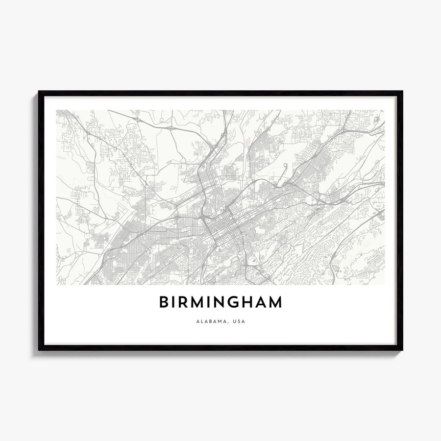 Birmingham, Alabama Map Poster, framed poster mockup
