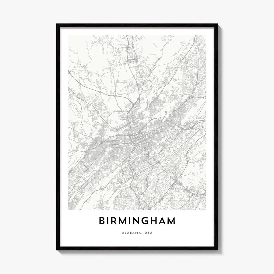 Birmingham, Alabama Map Poster, framed poster mockup