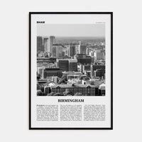 Birmingham, Alabama Poster Black Wood / 8x12 in Nbourhood Travel B&W Poster