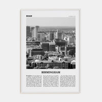 Birmingham, Alabama Poster White Wood / 8x12 in Nbourhood Travel B&W Poster