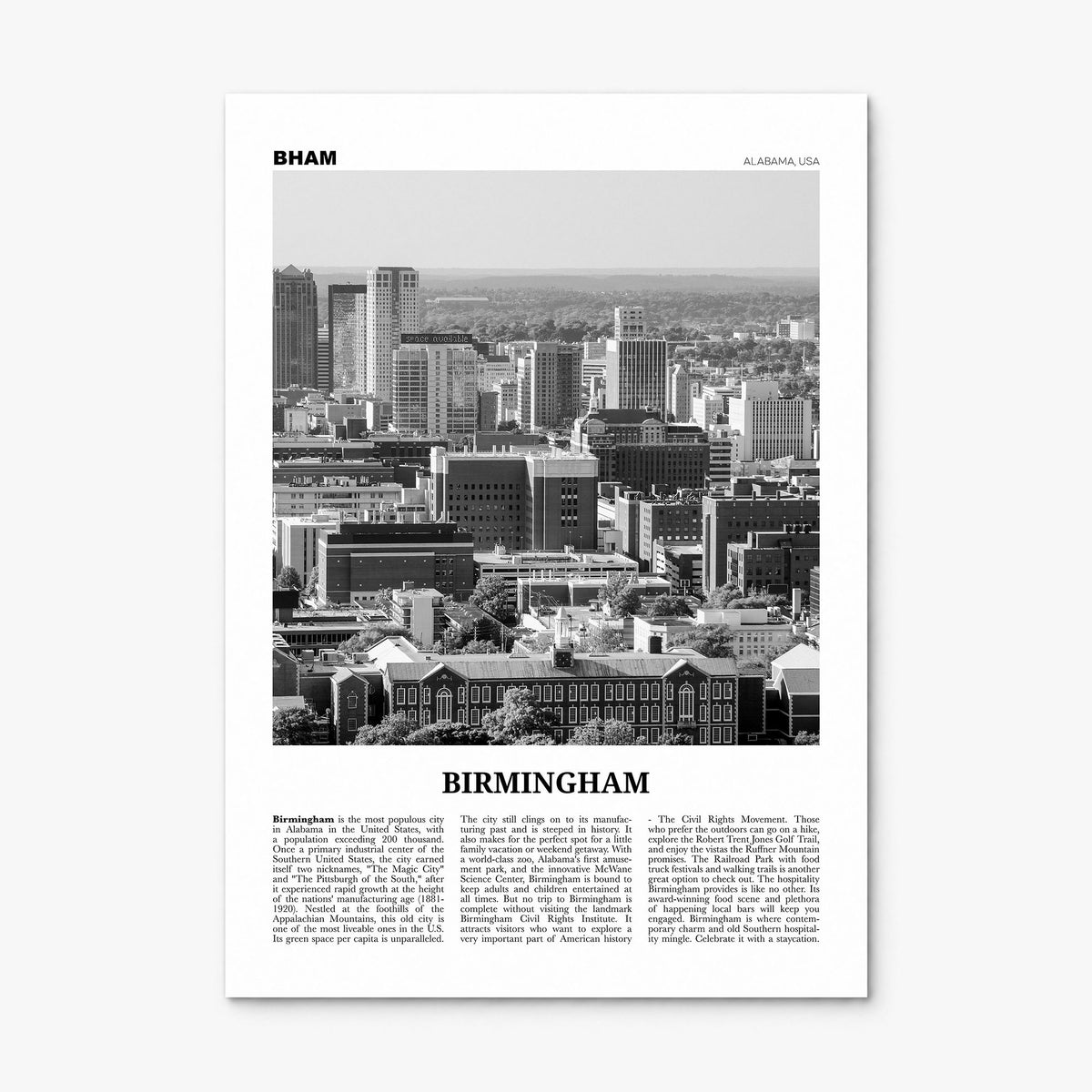 Birmingham, Alabama Newspaper Poster, print only (unframed)