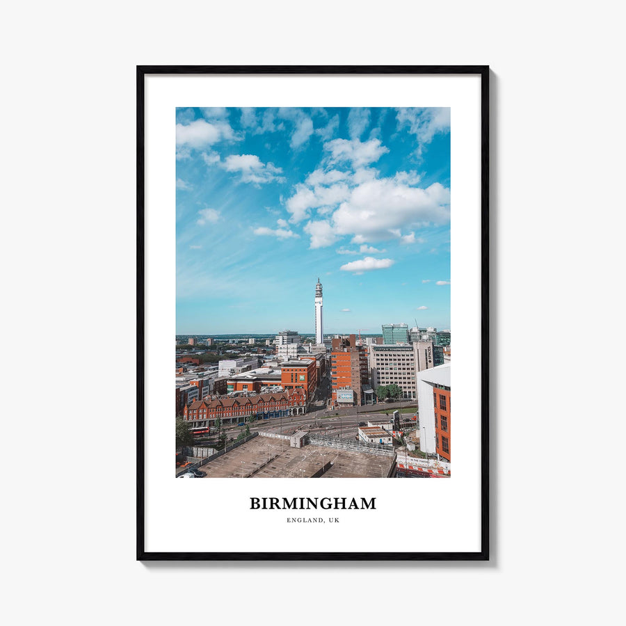 Birmingham, England colorful classic poster of United Kingdom – vertical wall art, unframed print shown in interior mockup