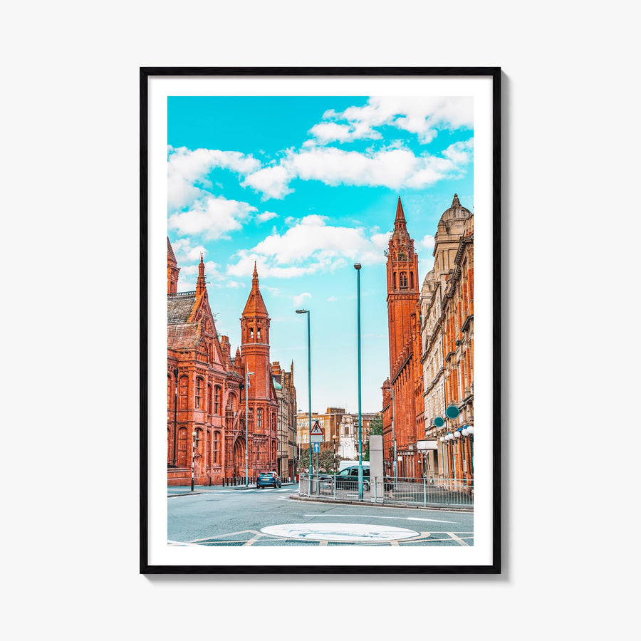 Birmingham, England colorful photo poster of United Kingdom – vertical wall art, unframed print shown in interior mockup