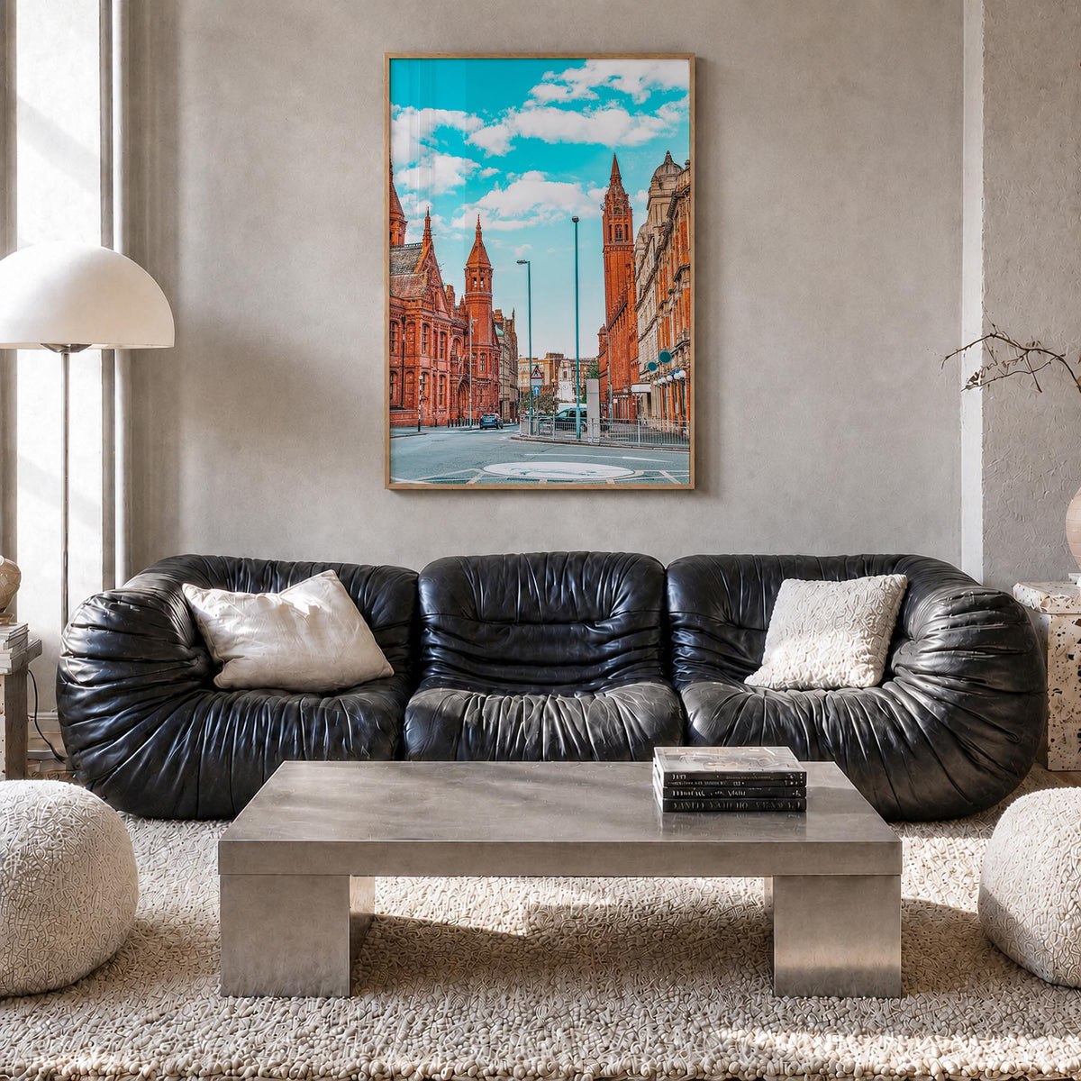 Birmingham, England colorful photo poster of United Kingdom – vertical wall art in natural wood frame, hanging on wall