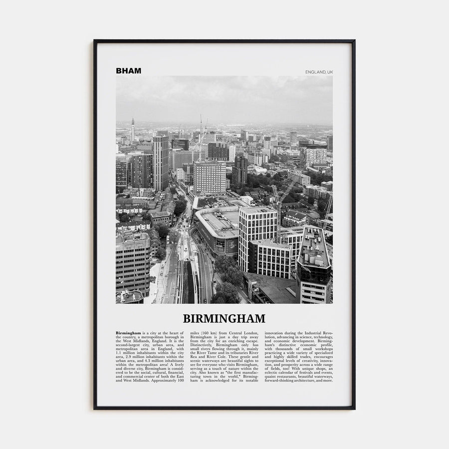 Birmingham, England Poster None / 8x12 in Nbourhood Travel B&W Poster