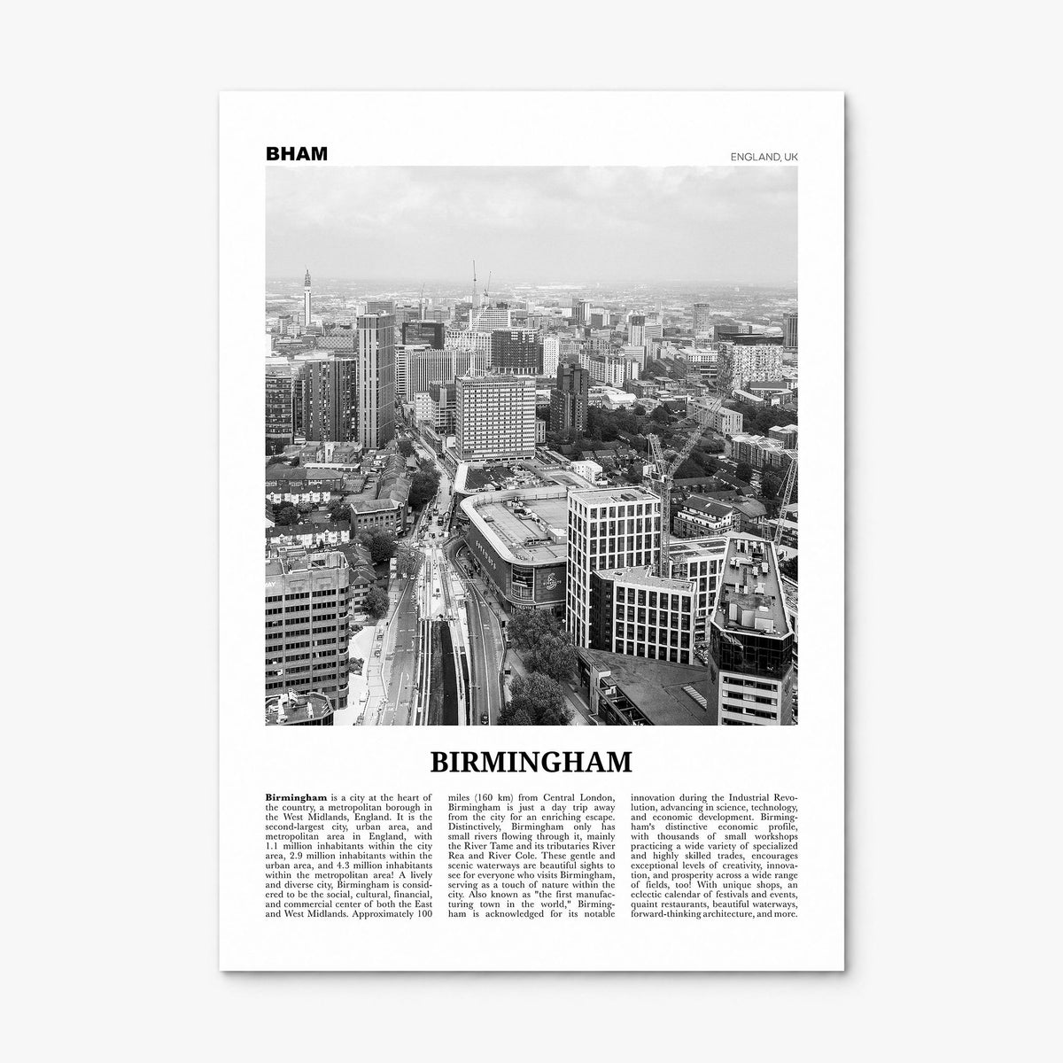 Birmingham, England Newspaper Poster, print only (unframed)