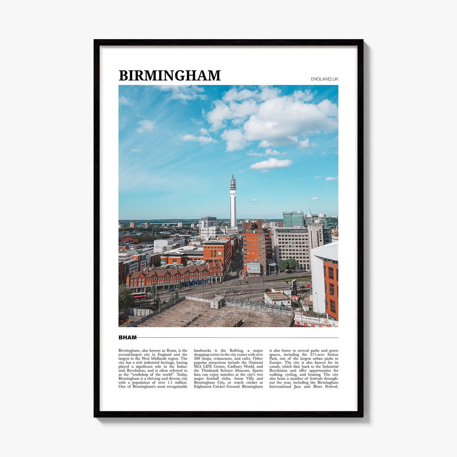 Birmingham, England Travel Poster, framed poster mockup