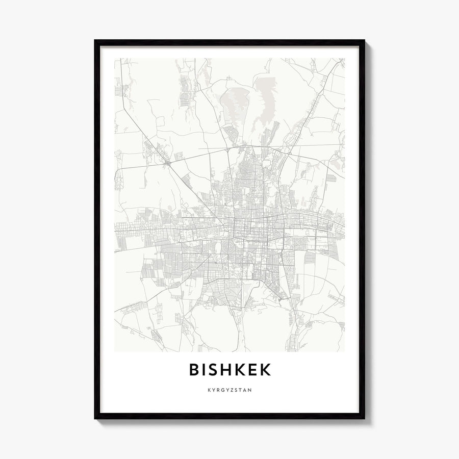 Bishkek Map Poster, framed poster mockup