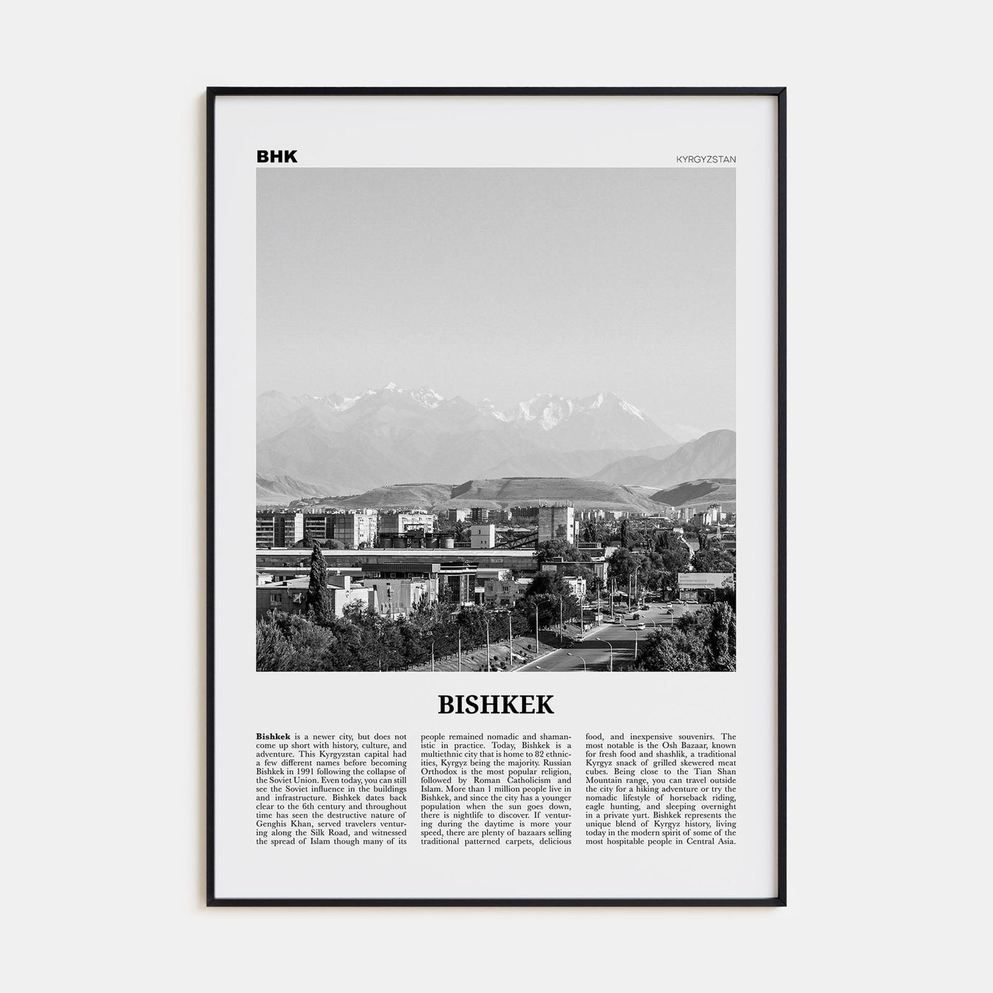 Bishkek Poster None / 8x12 in Nbourhood Travel B&W Poster