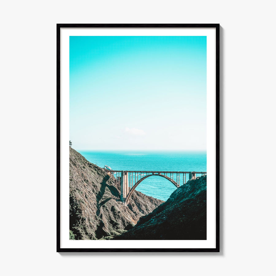 Bixby Creek Bridge Photo No 1 Poster, framed poster mockup, white border