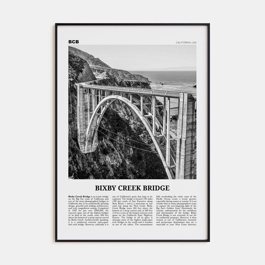 Bixby Creek Bridge Poster None / 8x12 in Nbourhood Travel B&W Poster